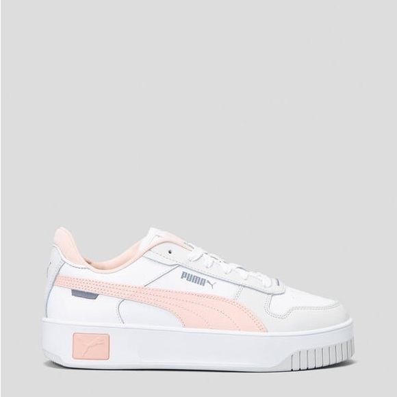 Puma Women’s Rose Pink and White Carina Platform Sneakers - Picture 1 of 13